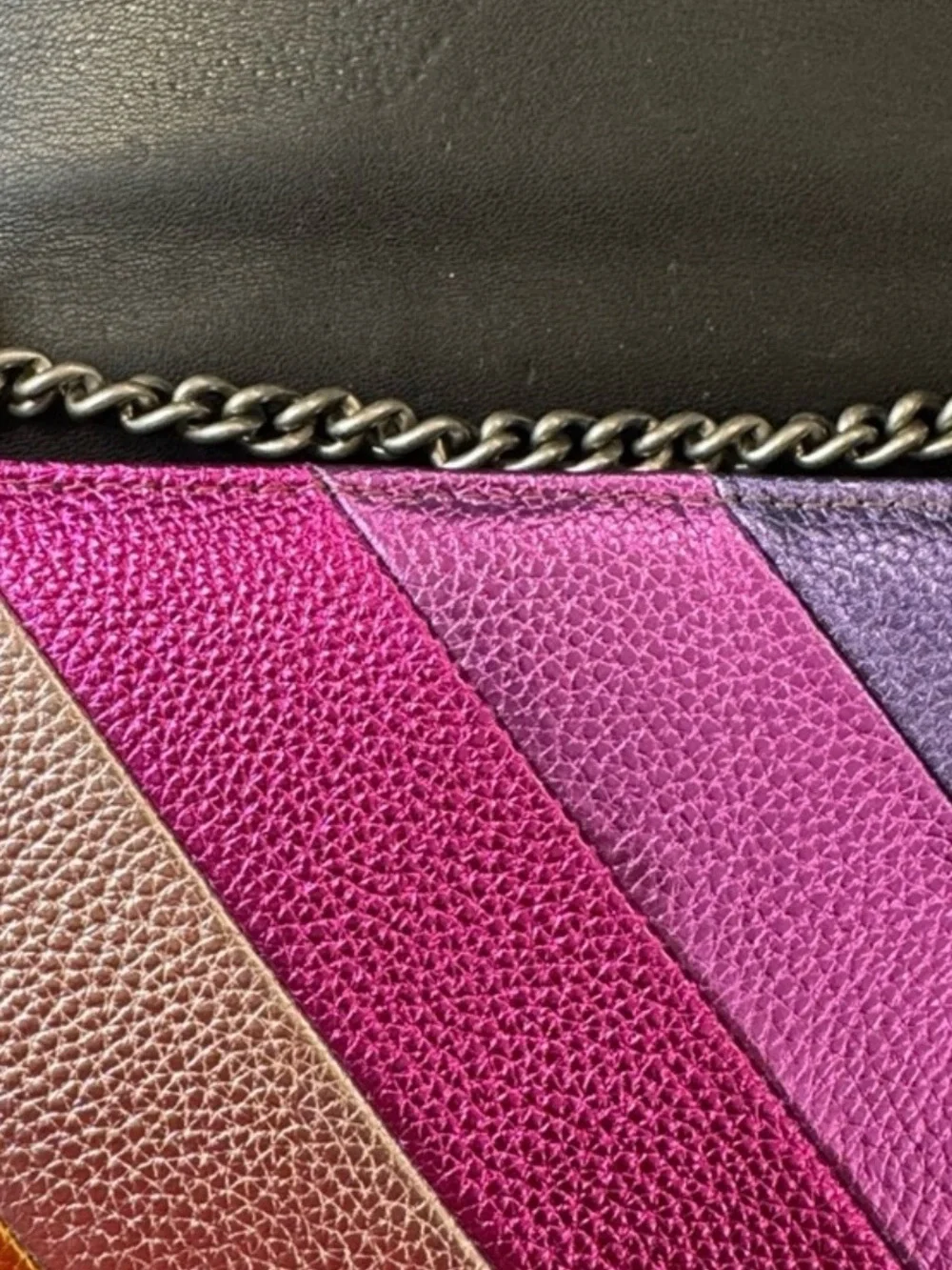 Kurt Geiger metallic Chevron multicolor shoulder Crossbody bag